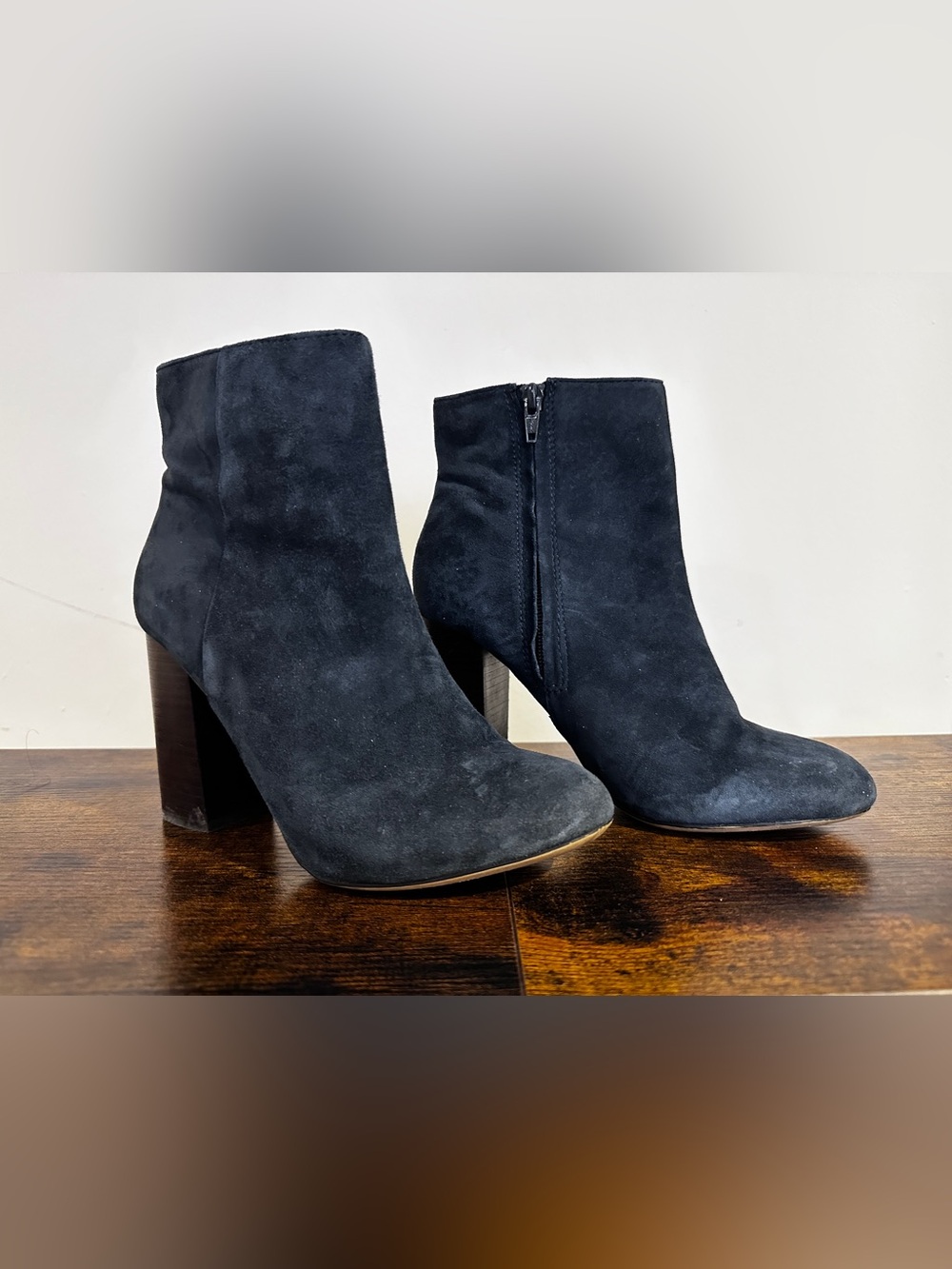 Women's Navy Blue Suede Ankle Boots